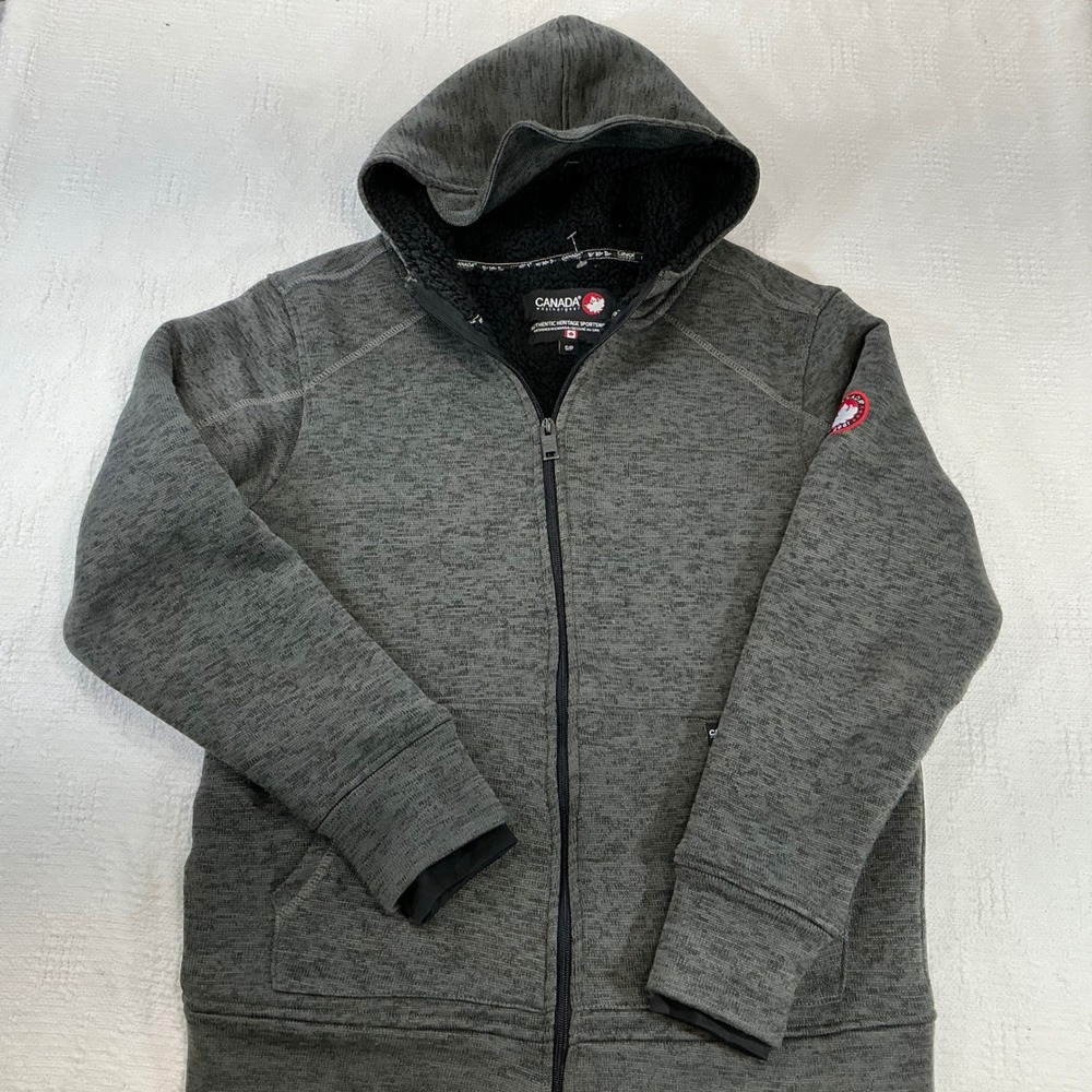 Canada Weathergear Mens Small Sherpa Lined Full Zip‎ Hoodie Grey Space Dye 1657